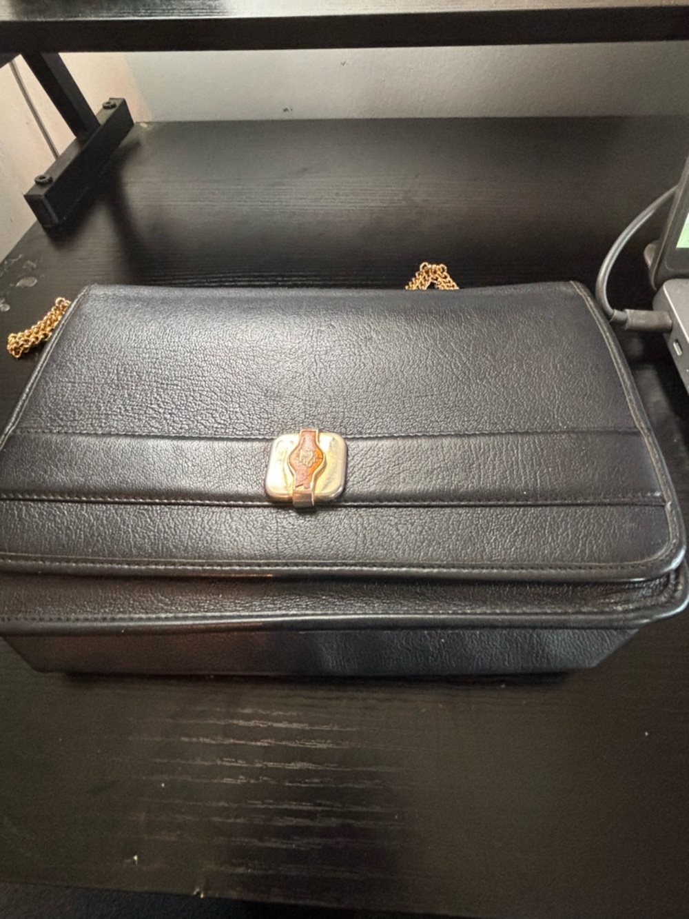Archival Christian Dior Black Leather Flap Bag - Original Gold Chain & Hardware - Picture 2 of 11